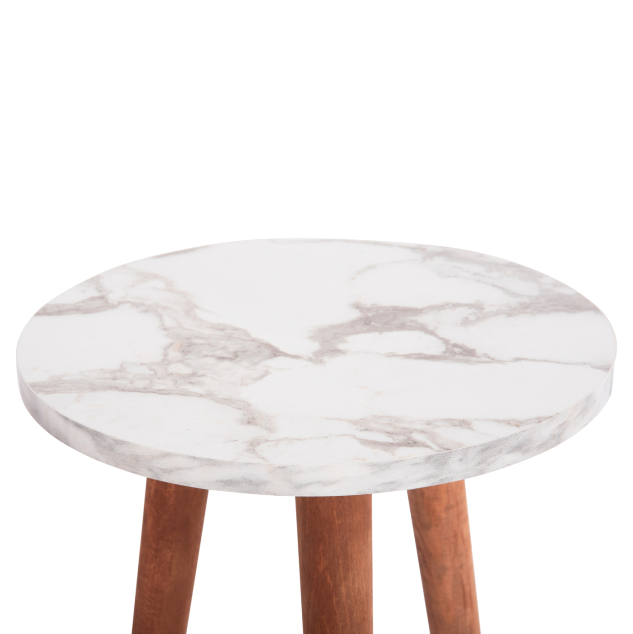 SET OF COFFEE TABLE and 3 SIDE TABLES VITAL HM18180.03 MELAMINE IN WHITE MARBLE-WOODEN LEGS IN WALNUT [7]