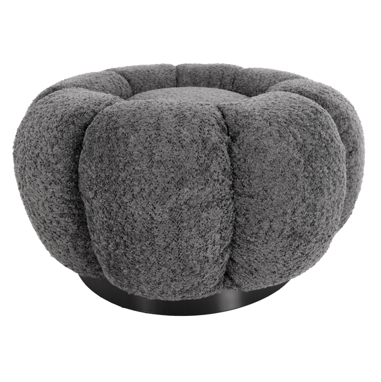 SET SWIVELLING ARMCHAIR WITH ROUND STOOL GRYMM HM10928.01 GREY BOUCLE FABRIC [5]