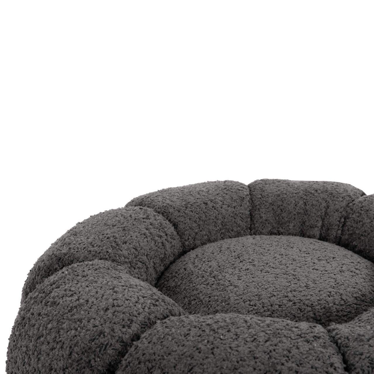 SET SWIVELLING ARMCHAIR WITH ROUND STOOL GRYMM HM10928.01 GREY BOUCLE FABRIC [6]