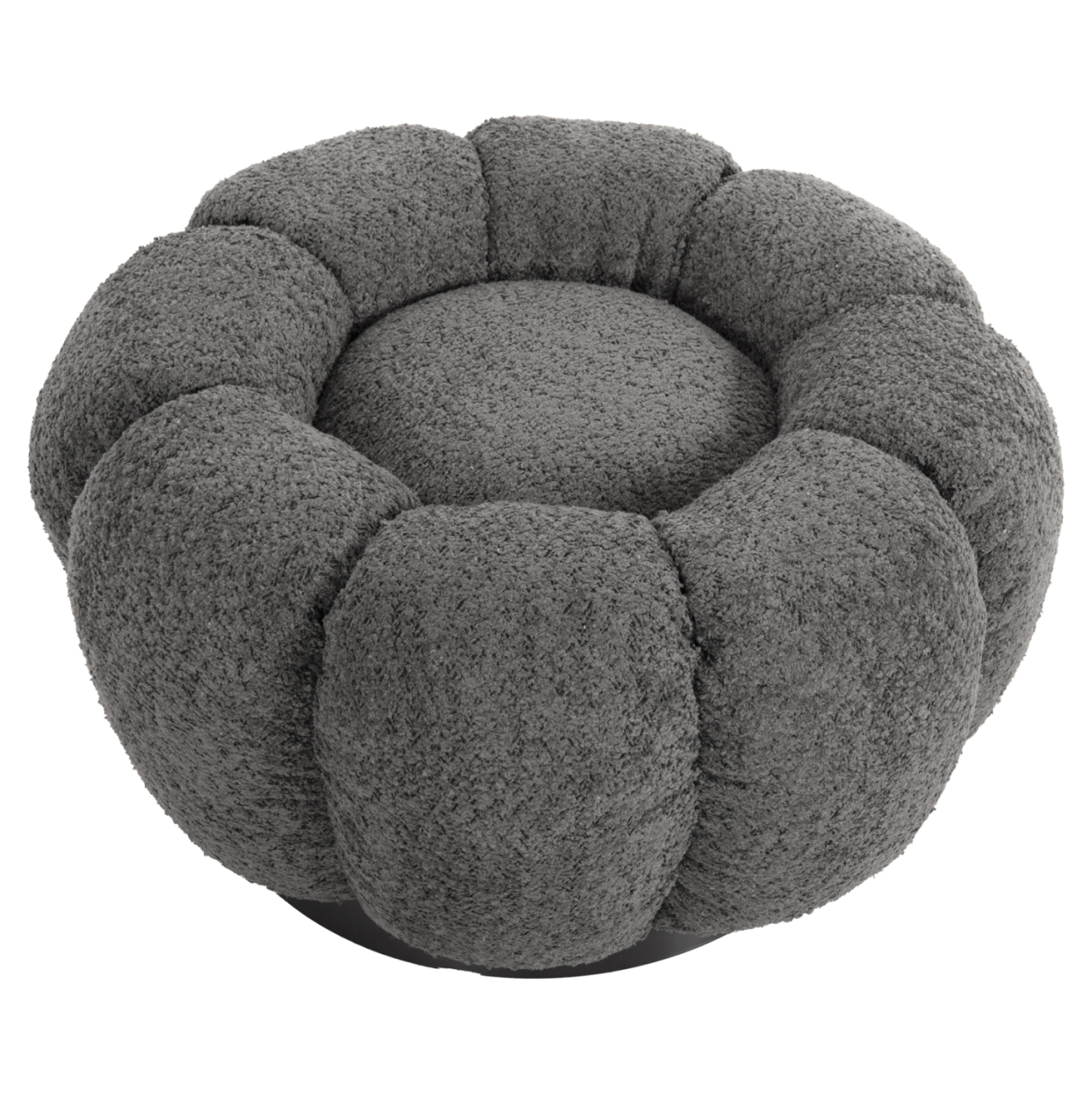 SET SWIVELLING ARMCHAIR WITH ROUND STOOL GRYMM HM10928.01 GREY BOUCLE FABRIC [4]