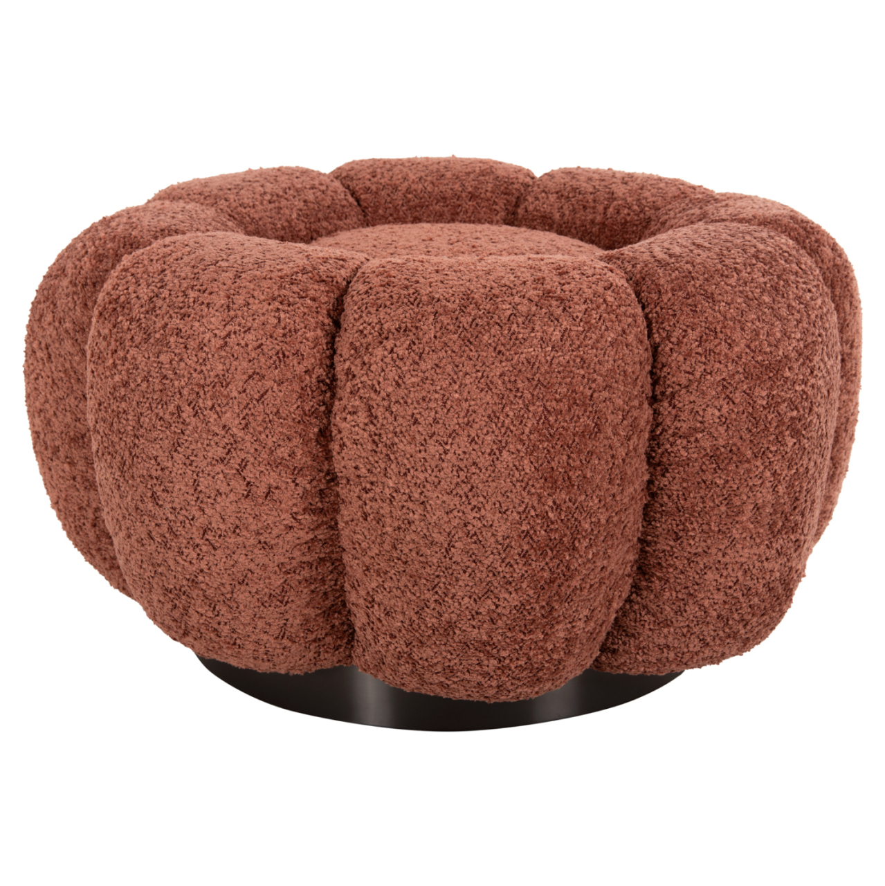 SET SWIVELLING ARMCHAIR WITH ROUND STOOL GRYMM HM10928.02 PINK BOUCLE FABRIC [4]