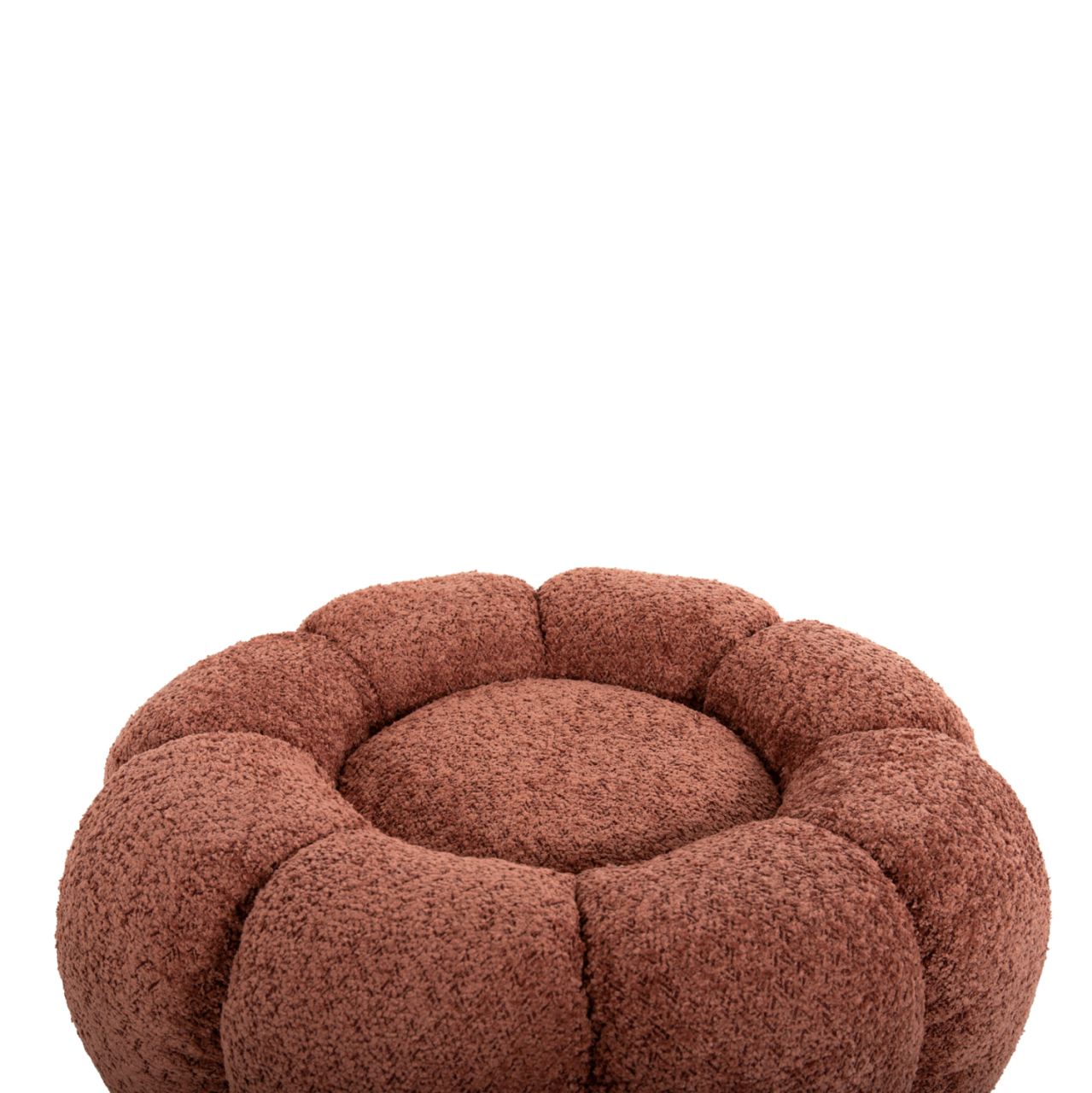 SET SWIVELLING ARMCHAIR WITH ROUND STOOL GRYMM HM10928.02 PINK BOUCLE FABRIC [5]