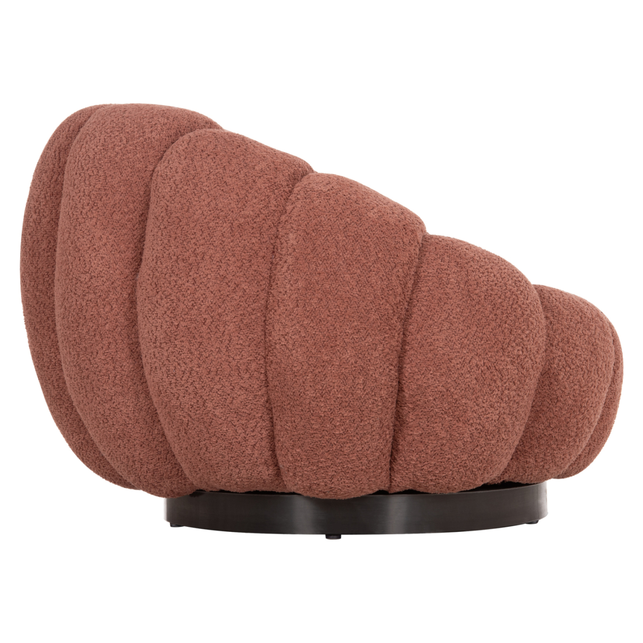 SET SWIVELLING ARMCHAIR WITH ROUND STOOL GRYMM HM10928.02 PINK BOUCLE FABRIC [7]