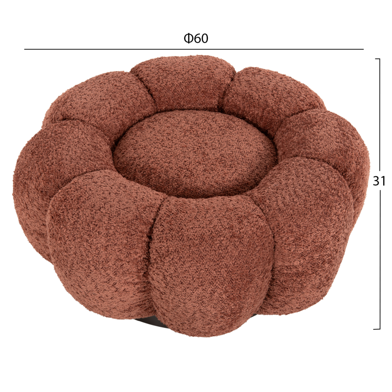 SET SWIVELLING ARMCHAIR WITH ROUND STOOL GRYMM HM10928.02 PINK BOUCLE FABRIC [3]