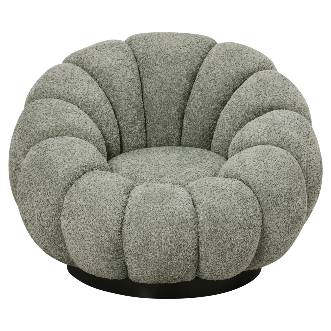 SET SWIVELLING ARMCHAIR WITH ROUND STOOL GRYMM HM10928.05 PISTACHIO GREEN BOUCLE FABRIC [6]