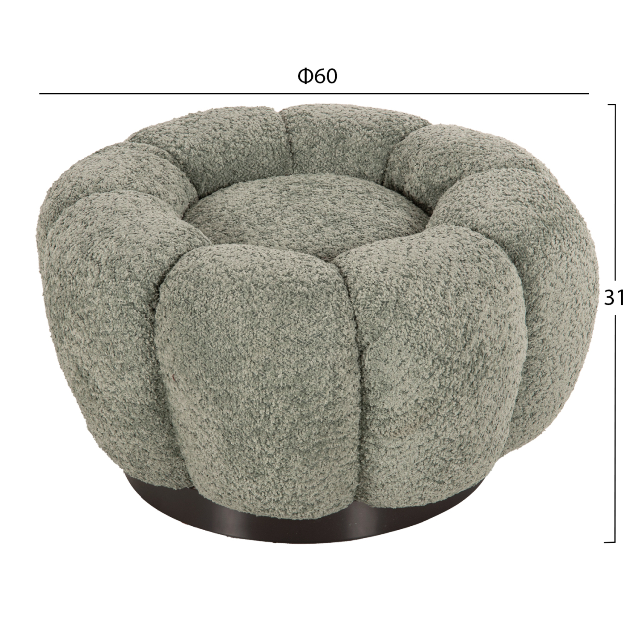 SET SWIVELLING ARMCHAIR WITH ROUND STOOL GRYMM HM10928.05 PISTACHIO GREEN BOUCLE FABRIC [3]