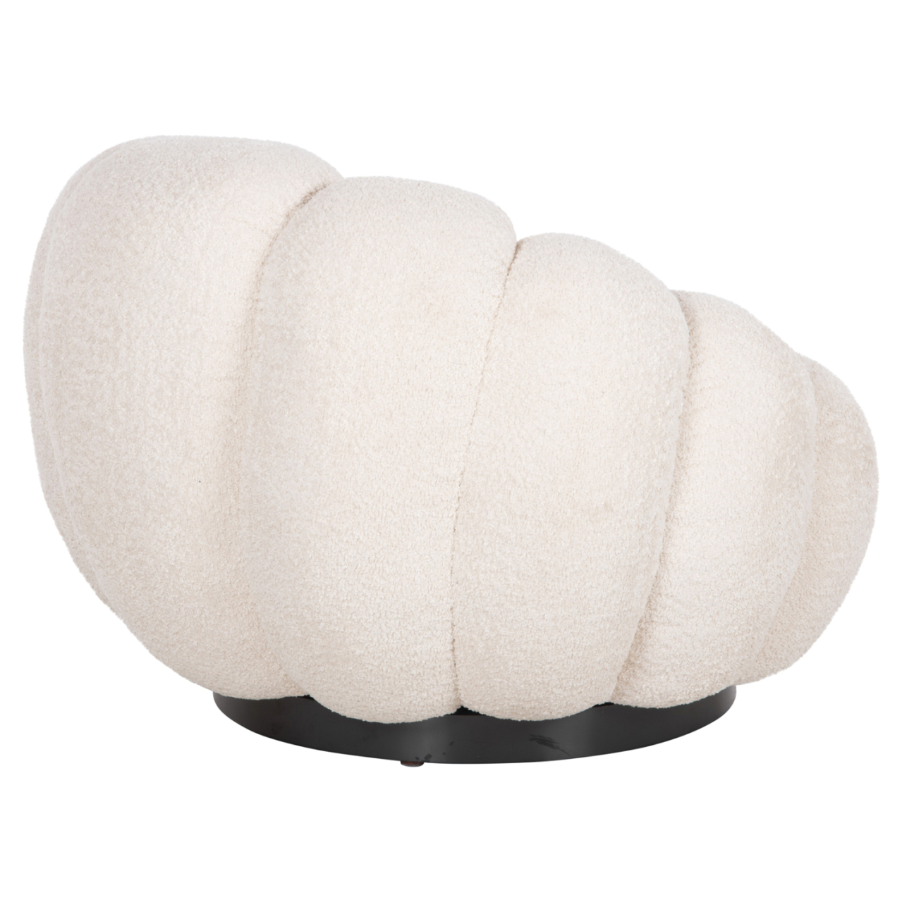 SET SWIVELLING ARMCHAIR WITH ROUND STOOL GRYMM HM10928.06 ECRU BOUCLE FABRIC [9]