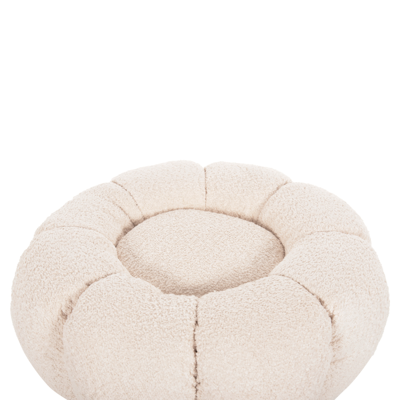 SET SWIVELLING ARMCHAIR WITH ROUND STOOL GRYMM HM10928.06 ECRU BOUCLE FABRIC [6]