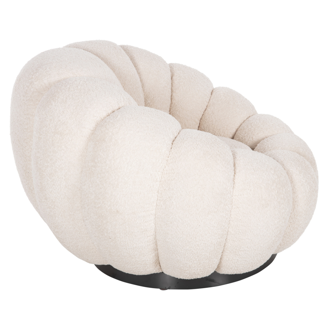 SET SWIVELLING ARMCHAIR WITH ROUND STOOL GRYMM HM10928.06 ECRU BOUCLE FABRIC [8]
