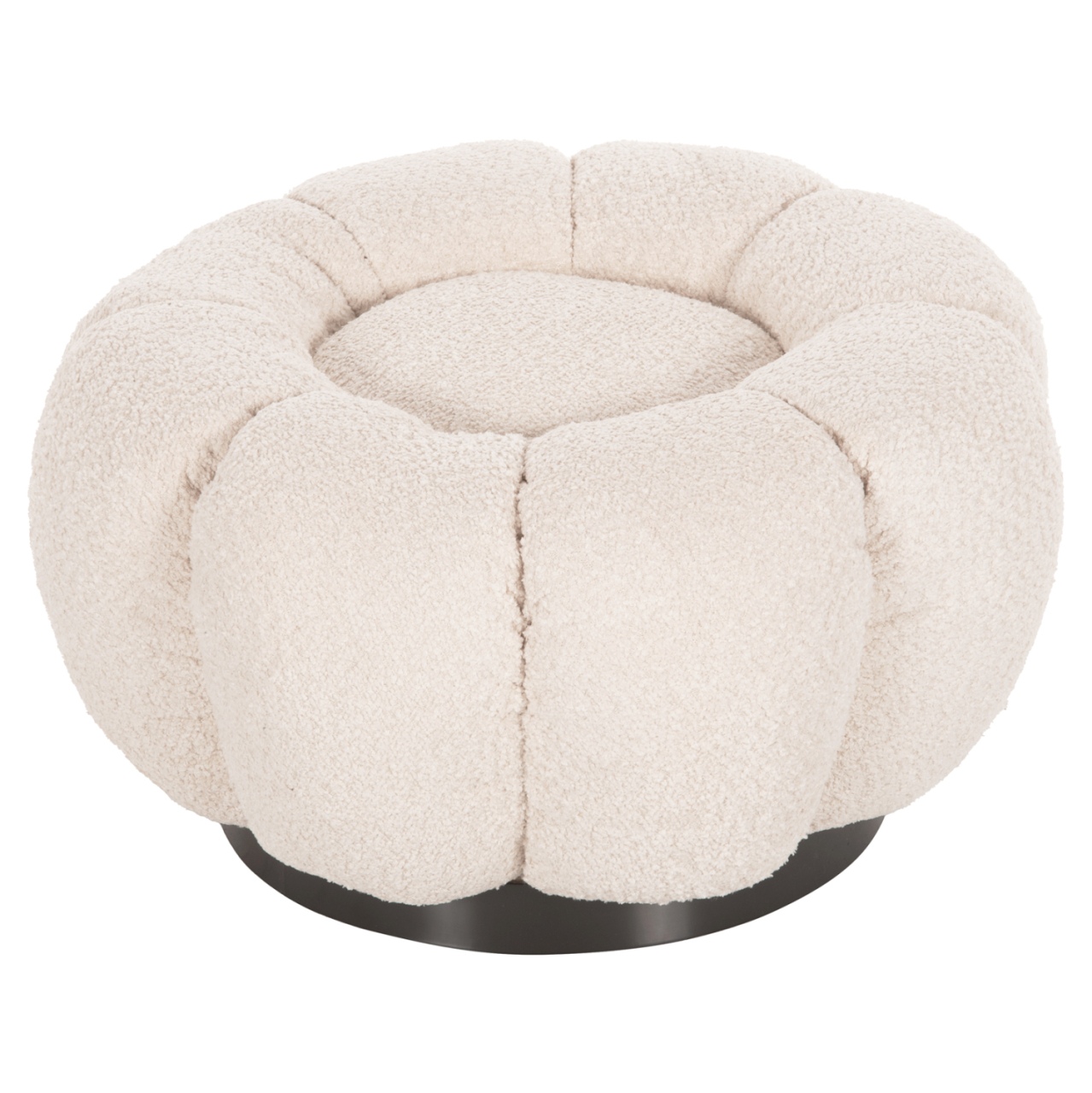 SET SWIVELLING ARMCHAIR WITH ROUND STOOL GRYMM HM10928.06 ECRU BOUCLE FABRIC [4]