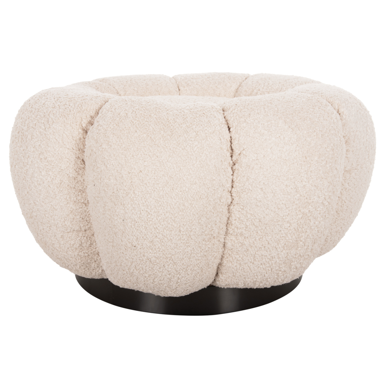 SET SWIVELLING ARMCHAIR WITH ROUND STOOL GRYMM HM10928.06 ECRU BOUCLE FABRIC [5]