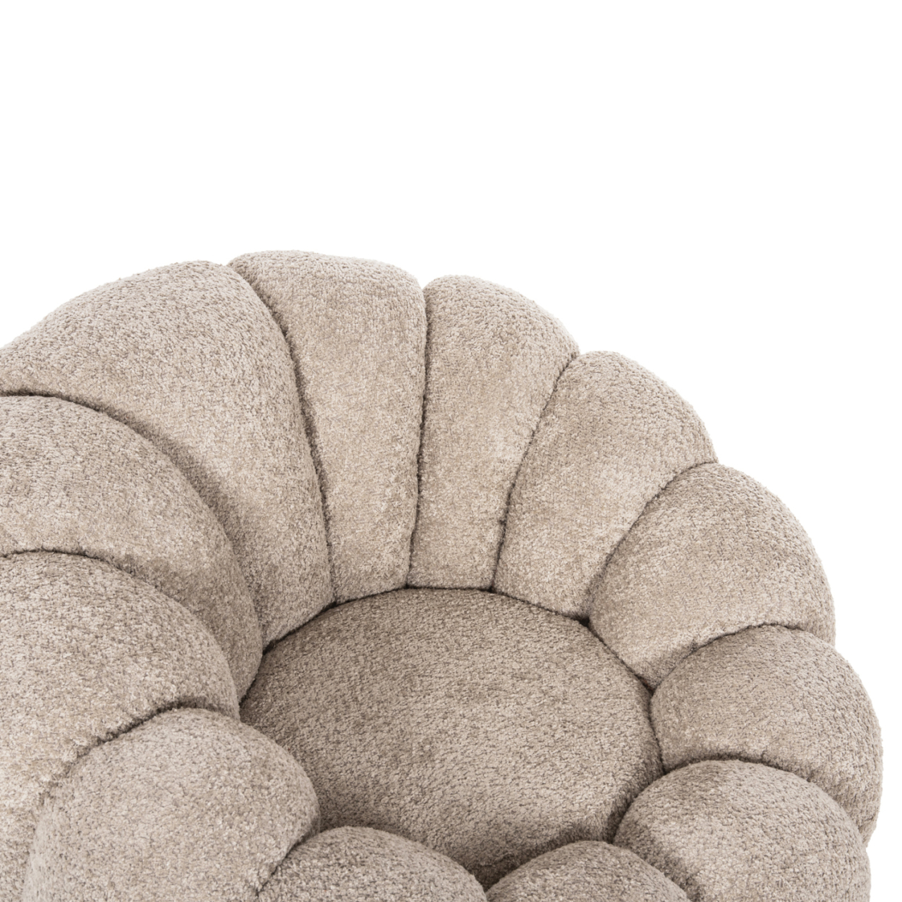 SET SWIVELLING ARMCHAIR WITH ROUND STOOL GRYMM HM10928.08 BROWNISH BEIGE BOUCLE FABRIC [9]