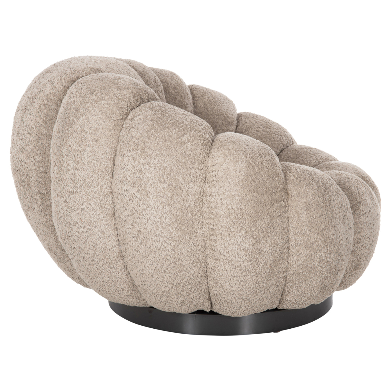 SET SWIVELLING ARMCHAIR WITH ROUND STOOL GRYMM HM10928.08 BROWNISH BEIGE BOUCLE FABRIC [8]