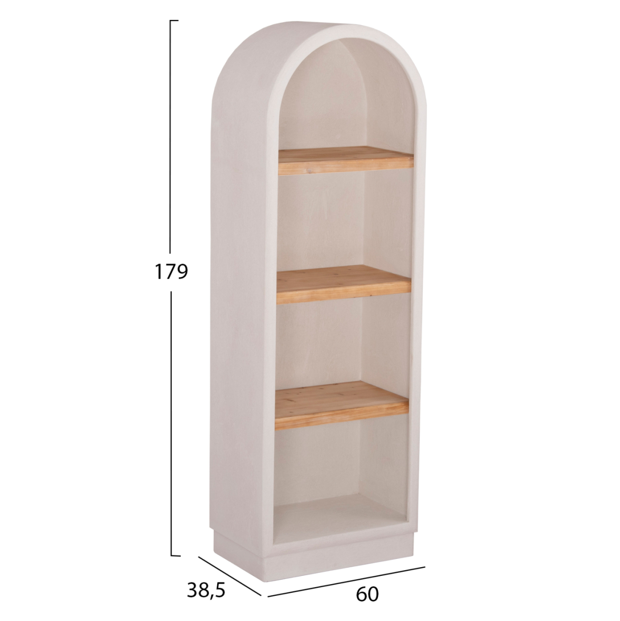 SHELF RACK SERIES SANTORINI HM18045 MDF IN OFF-WHITE-SHELVES MADE OF FIR WOOD IN NATURAL COLOR 60x38.5x179Hcm. [2]