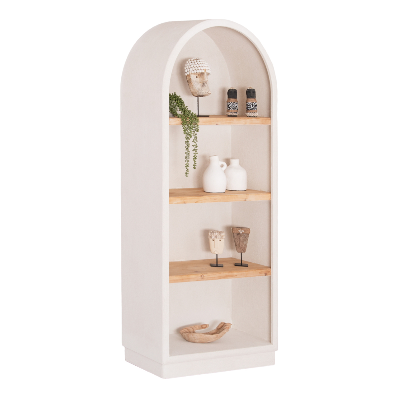 SHELVES RACK SERIES SANTORINI HM18044 MDF IN OFF-WHITE-SHELVES MADE OF FIR WOOD IN NATURAL COLOR 80x38x188.5Hcm. [1]