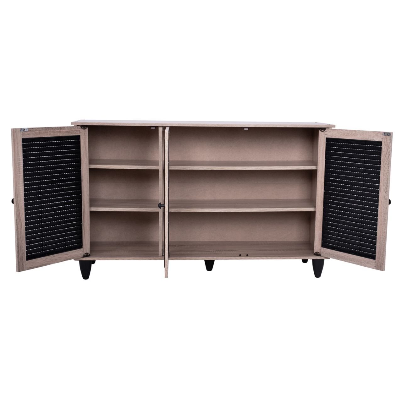 Shoe Cabinet 3 Door MCKENNA HM2267.02 melamine Sonama - black color 112x30x68,5 cm [4]