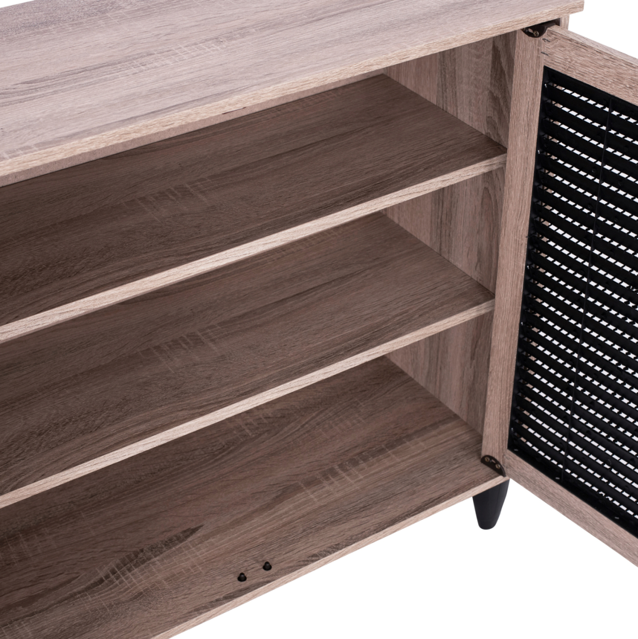 Shoe Cabinet 3 Door MCKENNA HM2267.02 melamine Sonama - black color 112x30x68,5 cm [5]