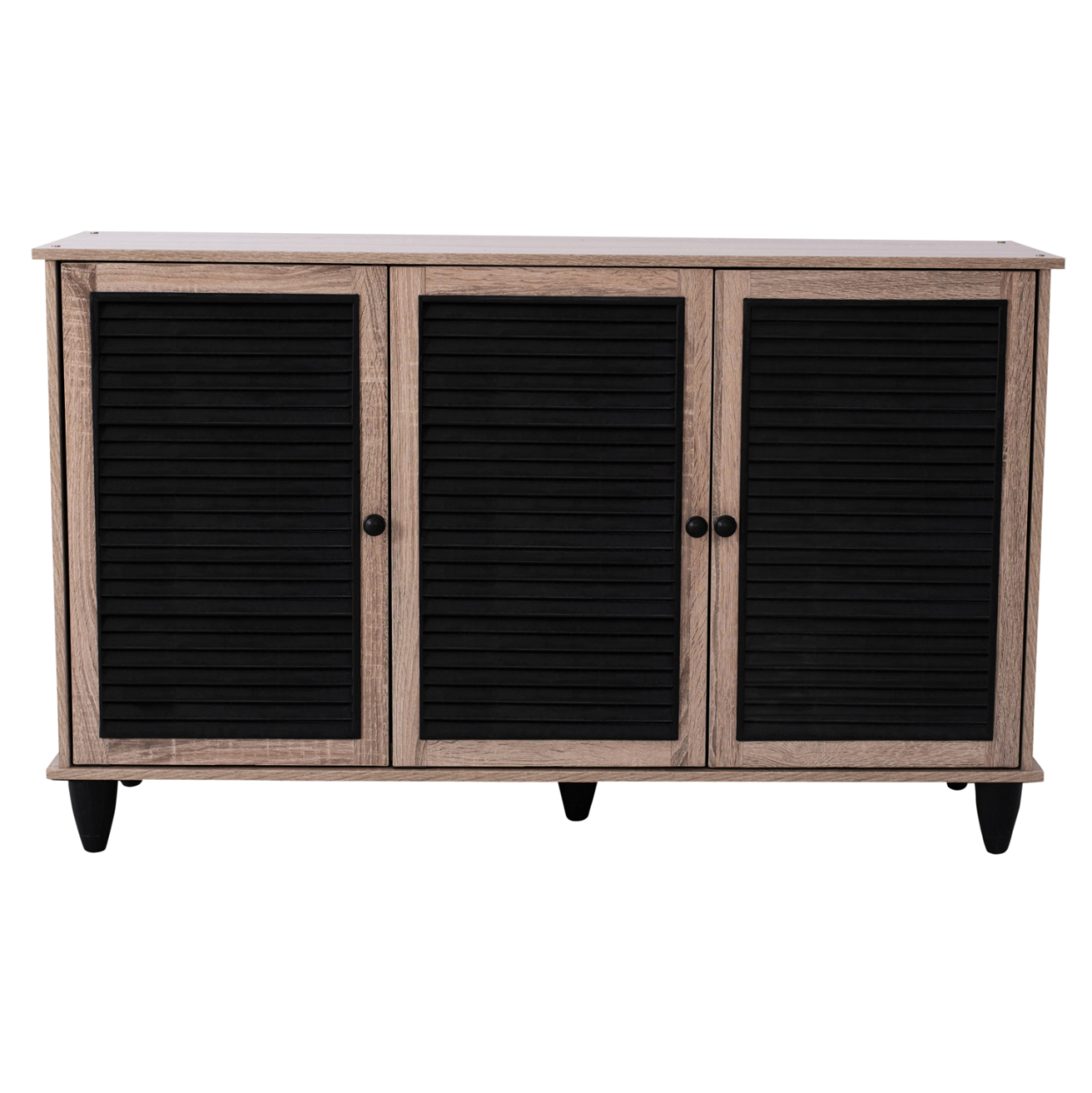 Shoe Cabinet 3 Door MCKENNA HM2267.02 melamine Sonama - black color 112x30x68,5 cm [3]
