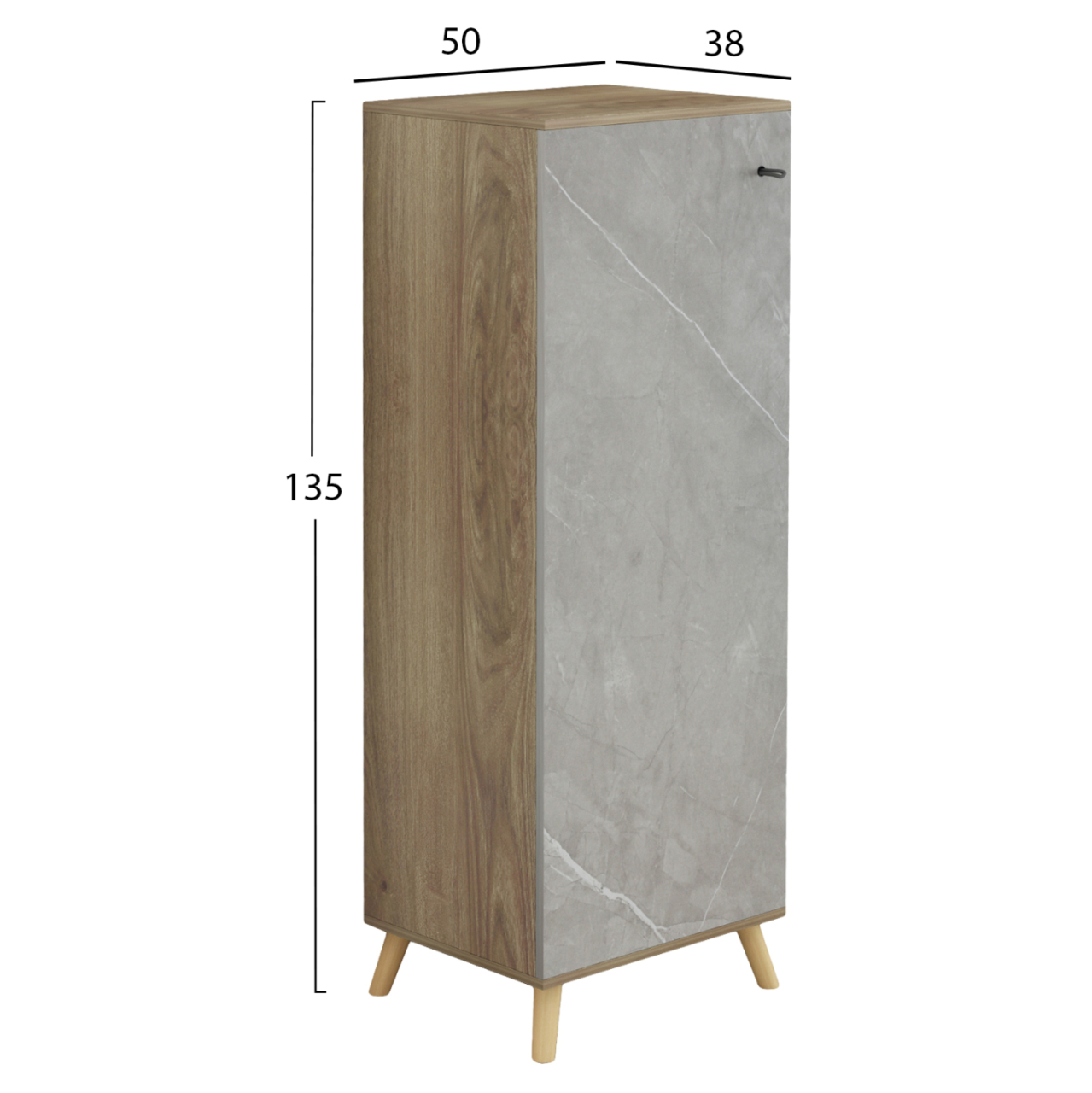 SHOE CABINET ALVARO HM8954.11 MELAMINE IN SONAMA-STONE TEXTURE 50Χ38Χ135Hcm. [2]