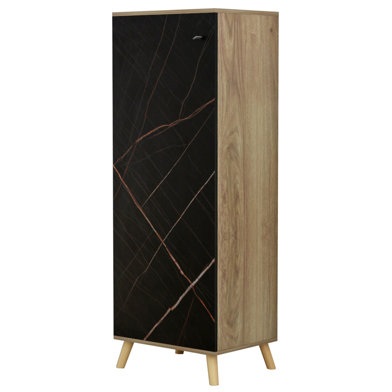 SHOE CABINET ALVARO HM8954.13 MELAMINE IN SONAMA-BLACK MARBLE 50Χ38Χ135Hcm. [5]