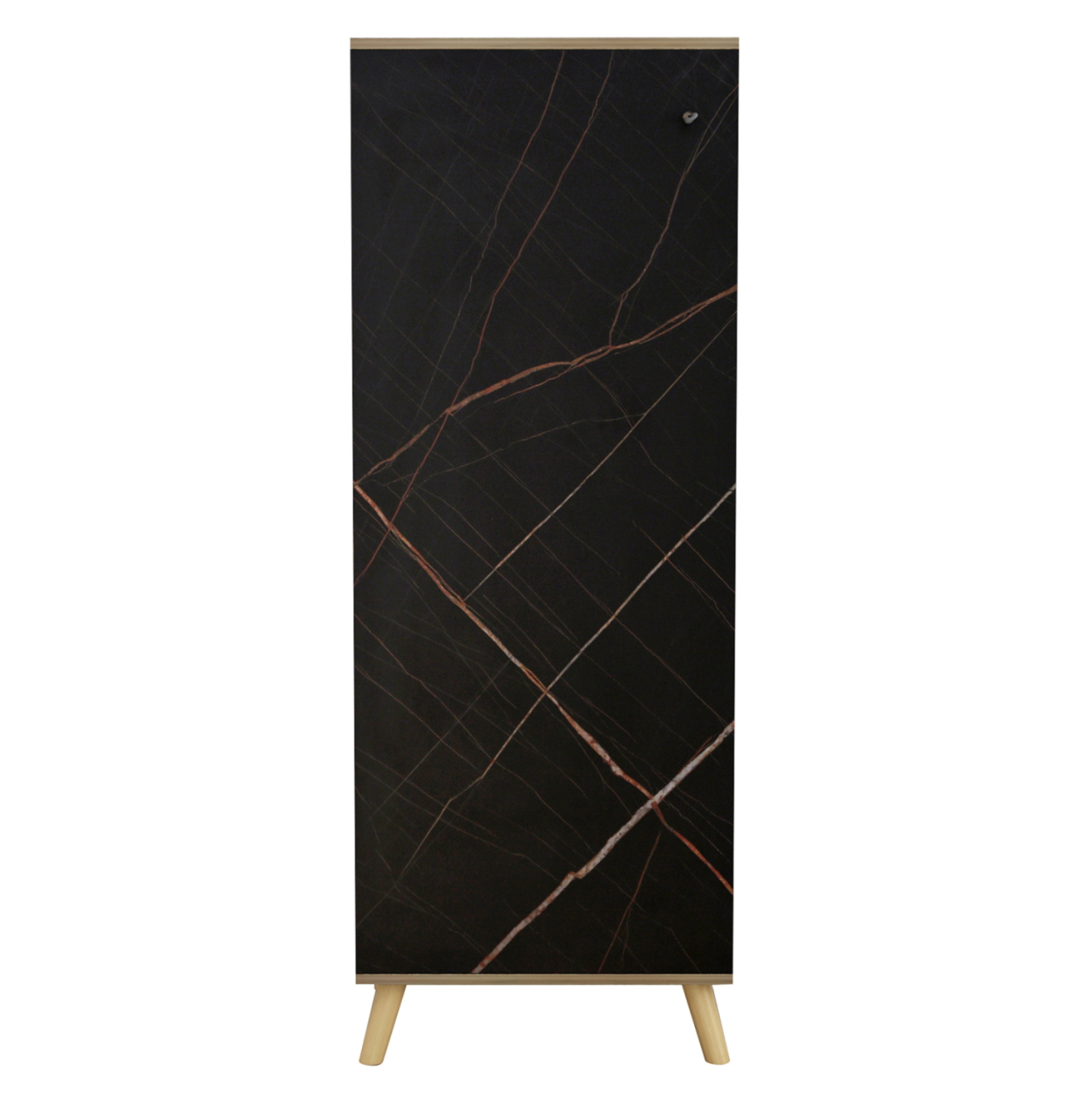 SHOE CABINET ALVARO HM8954.13 MELAMINE IN SONAMA-BLACK MARBLE 50Χ38Χ135Hcm. [4]