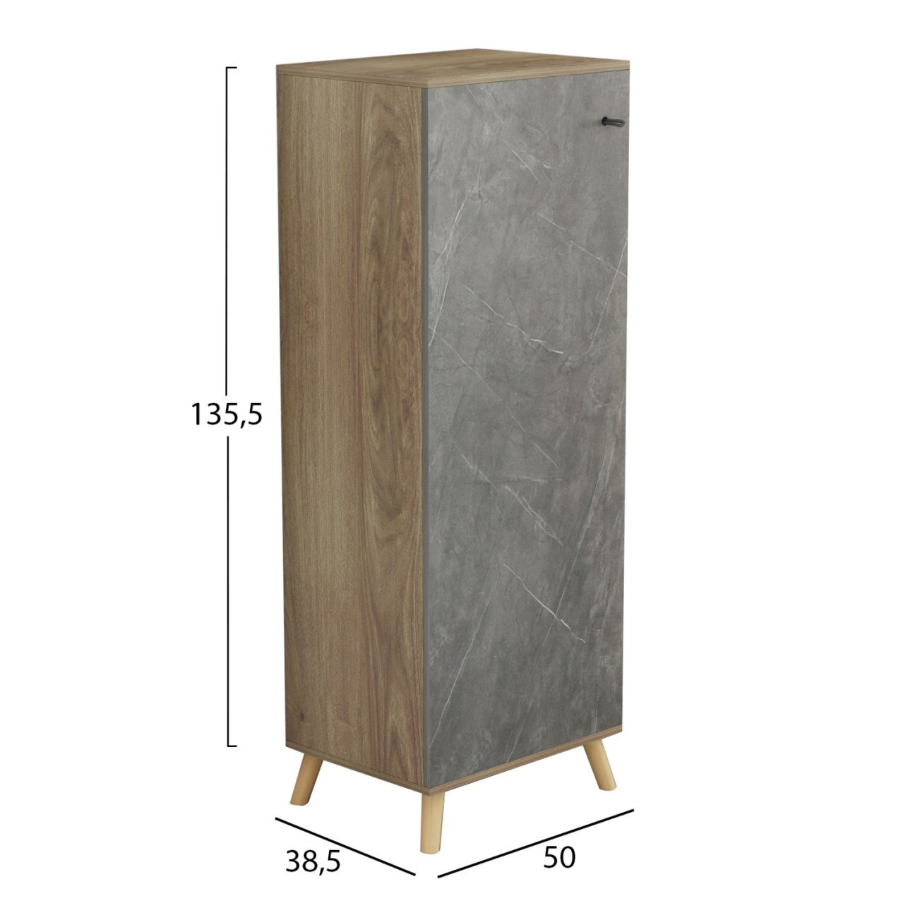 SHOE CABINET ALVARO HM8954.14 MELAMINE IN SONAMA-STONE TEXTURE 50Χ38Χ135Hcm. [2]