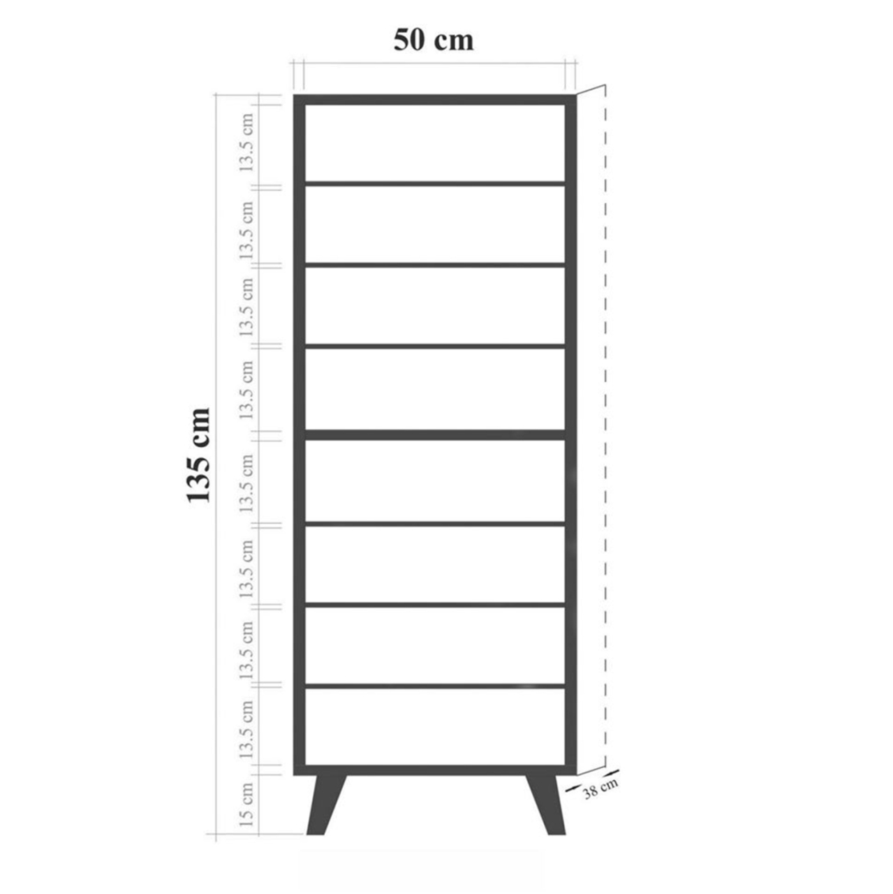 SHOE CABINET ALVARO HM8954.15 MELAMINE IN ANTHRACITE-NATURAL WOOD 50Χ38Χ135Hcm. [3]