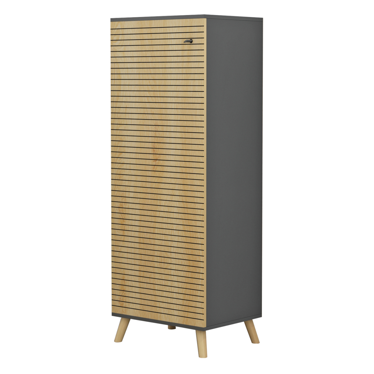 SHOE CABINET ALVARO HM8954.15 MELAMINE IN ANTHRACITE-NATURAL WOOD 50Χ38Χ135Hcm. [5]