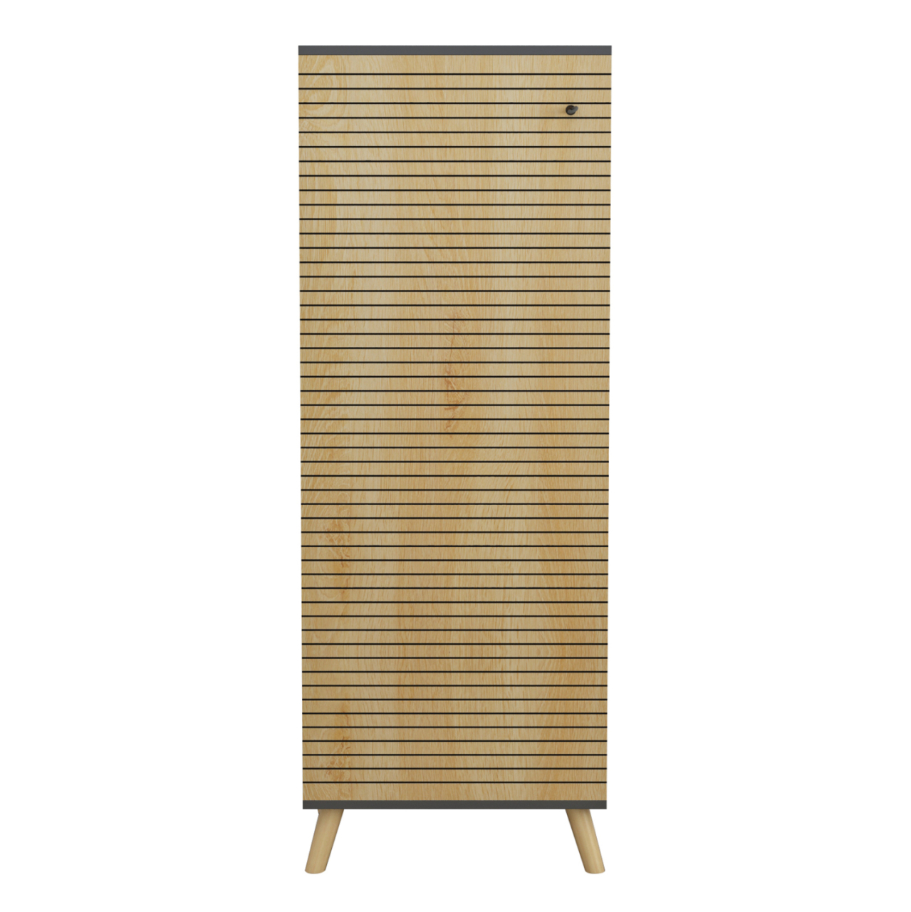 SHOE CABINET ALVARO HM8954.15 MELAMINE IN ANTHRACITE-NATURAL WOOD 50Χ38Χ135Hcm. [4]