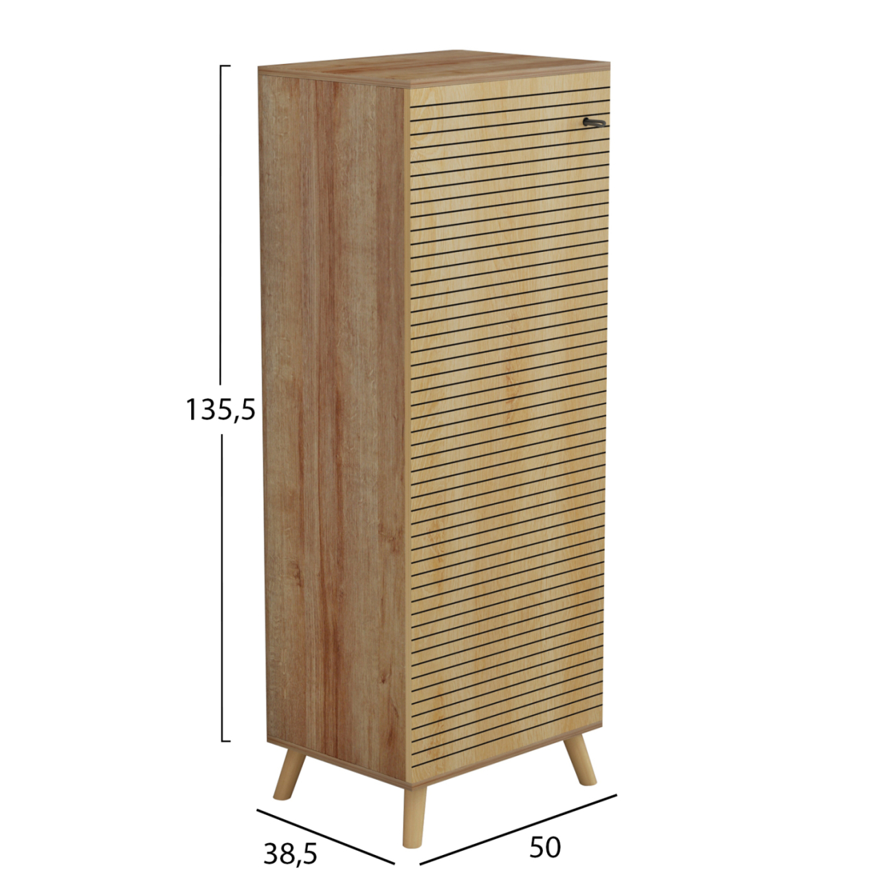 SHOE CABINET ALVARO HM8954.16 MELAMINE IN NATURAL WOOD COLOR 50Χ38Χ135Hcm. [2]