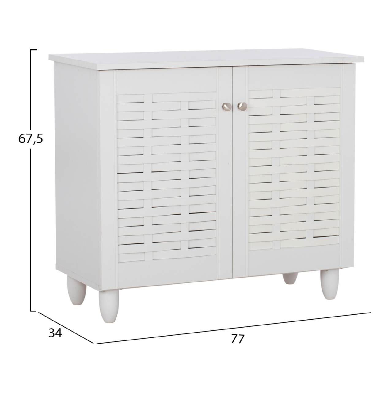 SHOE CABINET CASSIOPE MELAMINE WHITE WITH LEGS 77Χ34Χ67.5Hcm.HM2208.05 [2]