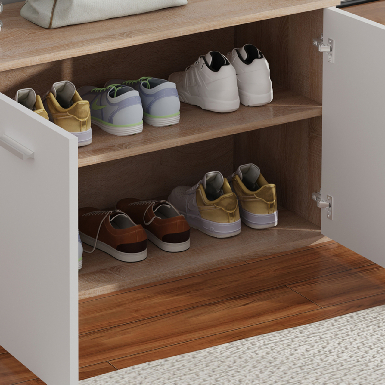 SHOE CABINET DIONNE HM4363 MELAMINE IN SONAMA-WHITE 80x35x46Hcm. [6]