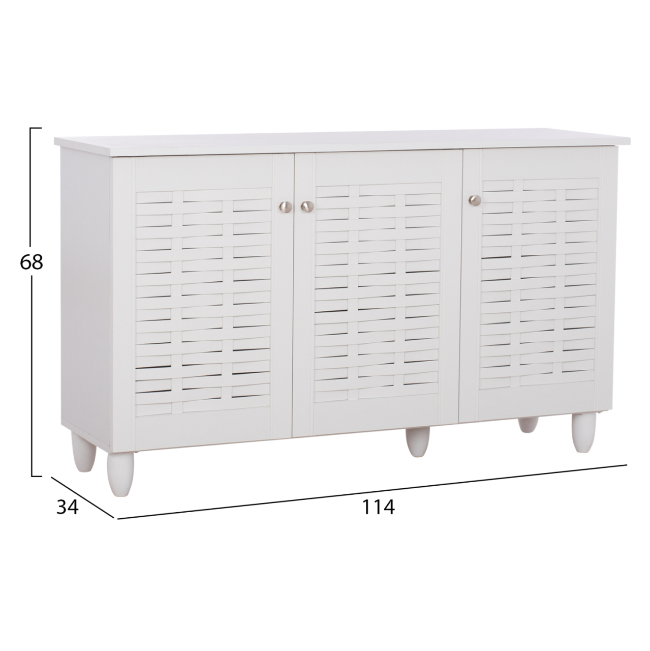 SHOE CABINET IGGY MELAMINE 3-DOOR WHITE WITH LEGS 114Χ34Χ68Hcm.HM2211.05 [2]