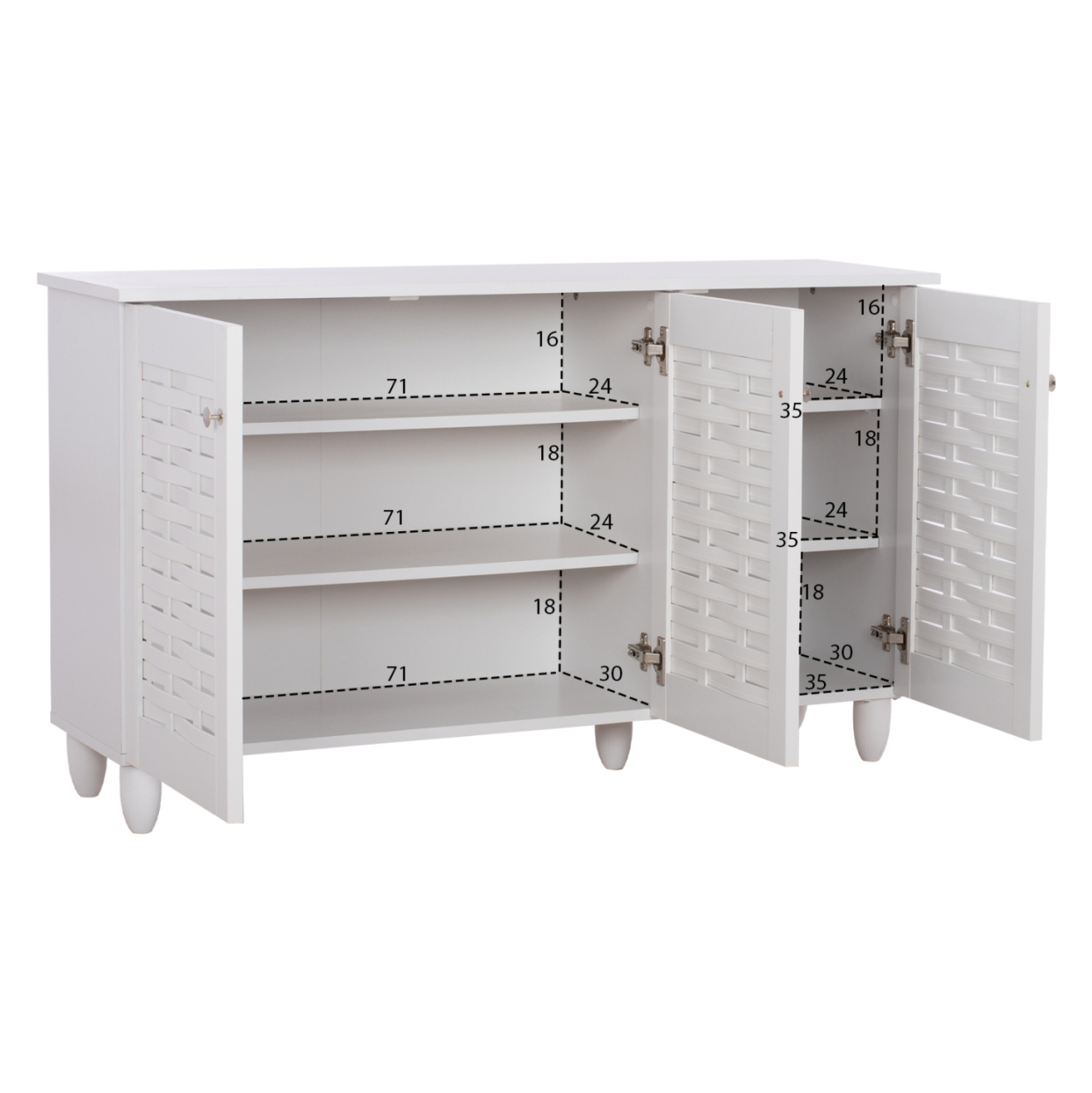 SHOE CABINET IGGY MELAMINE 3-DOOR WHITE WITH LEGS 114Χ34Χ68Hcm.HM2211.05 [3]