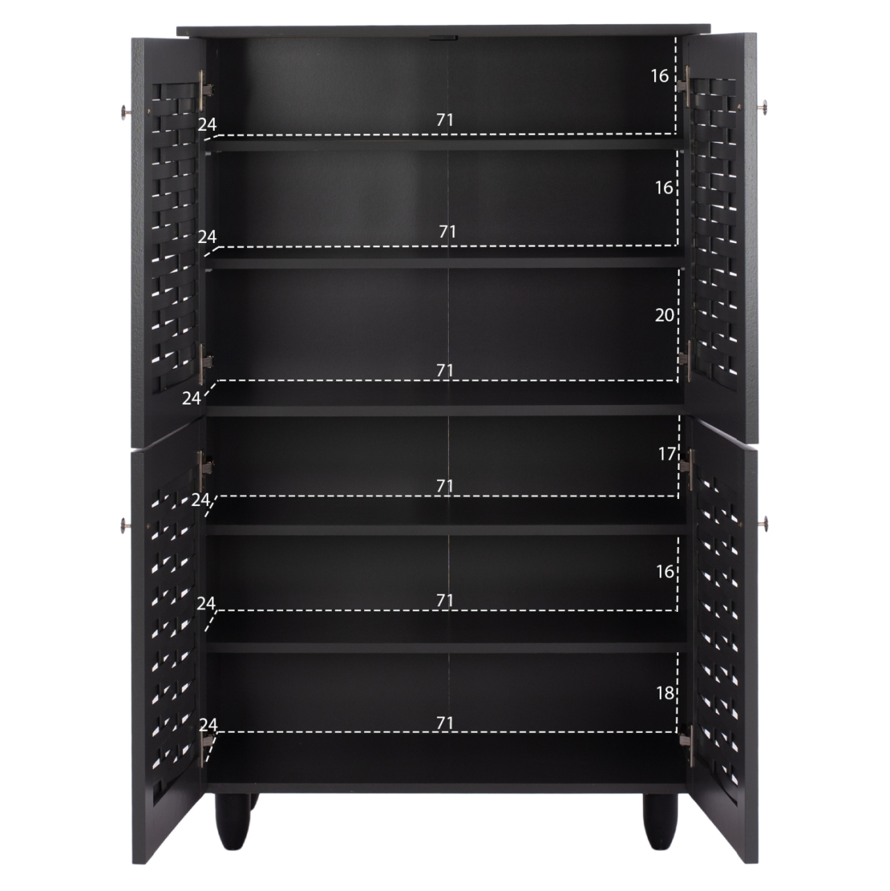 SHOE CABINET KABIRA HM2210.10 4-DOOR MELAMINE IN DARK GREY COLOR 77x34x123Hcm. [4]