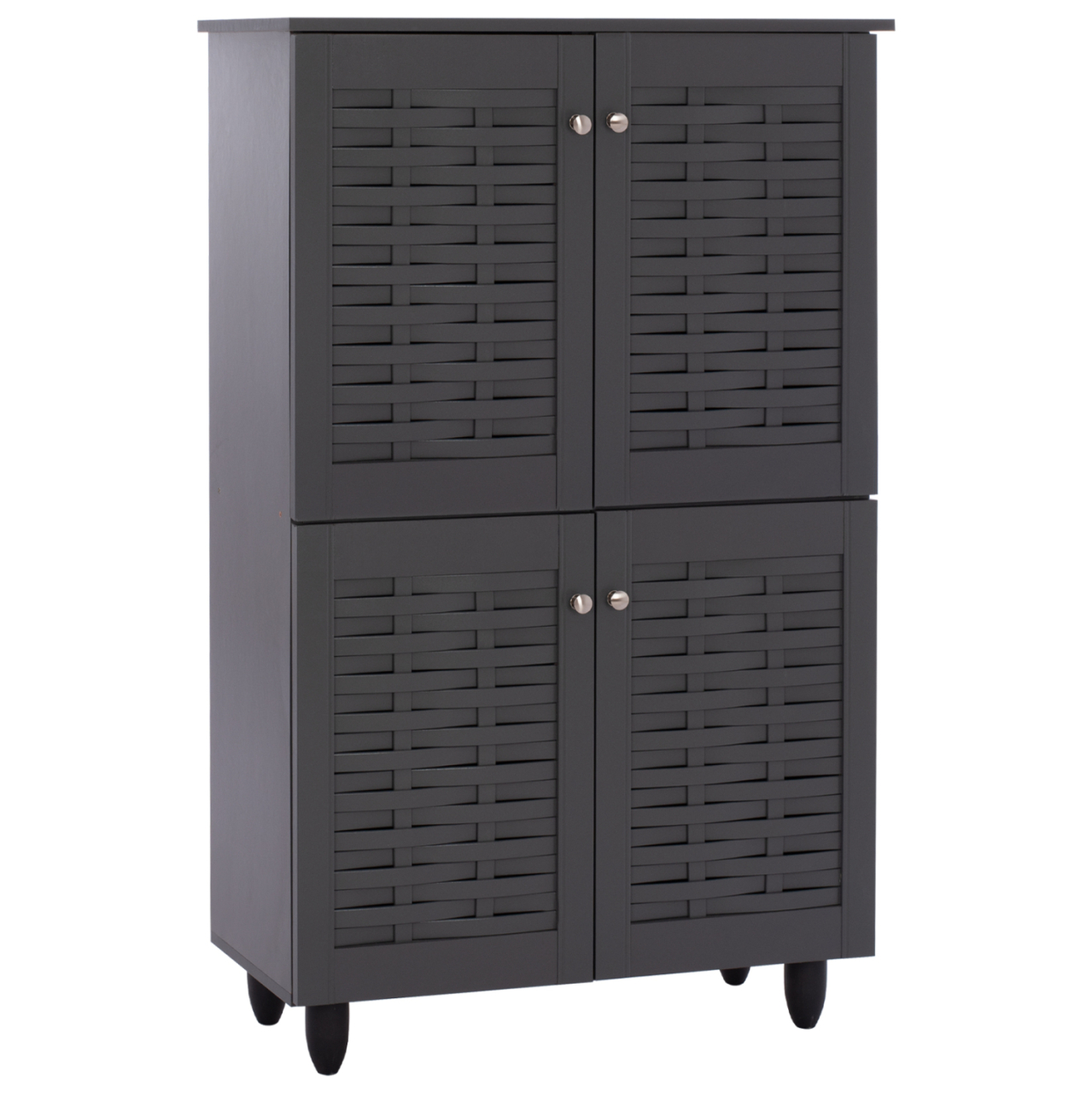 SHOE CABINET KABIRA HM2210.10 4-DOOR MELAMINE IN DARK GREY COLOR 77x34x123Hcm. [1]