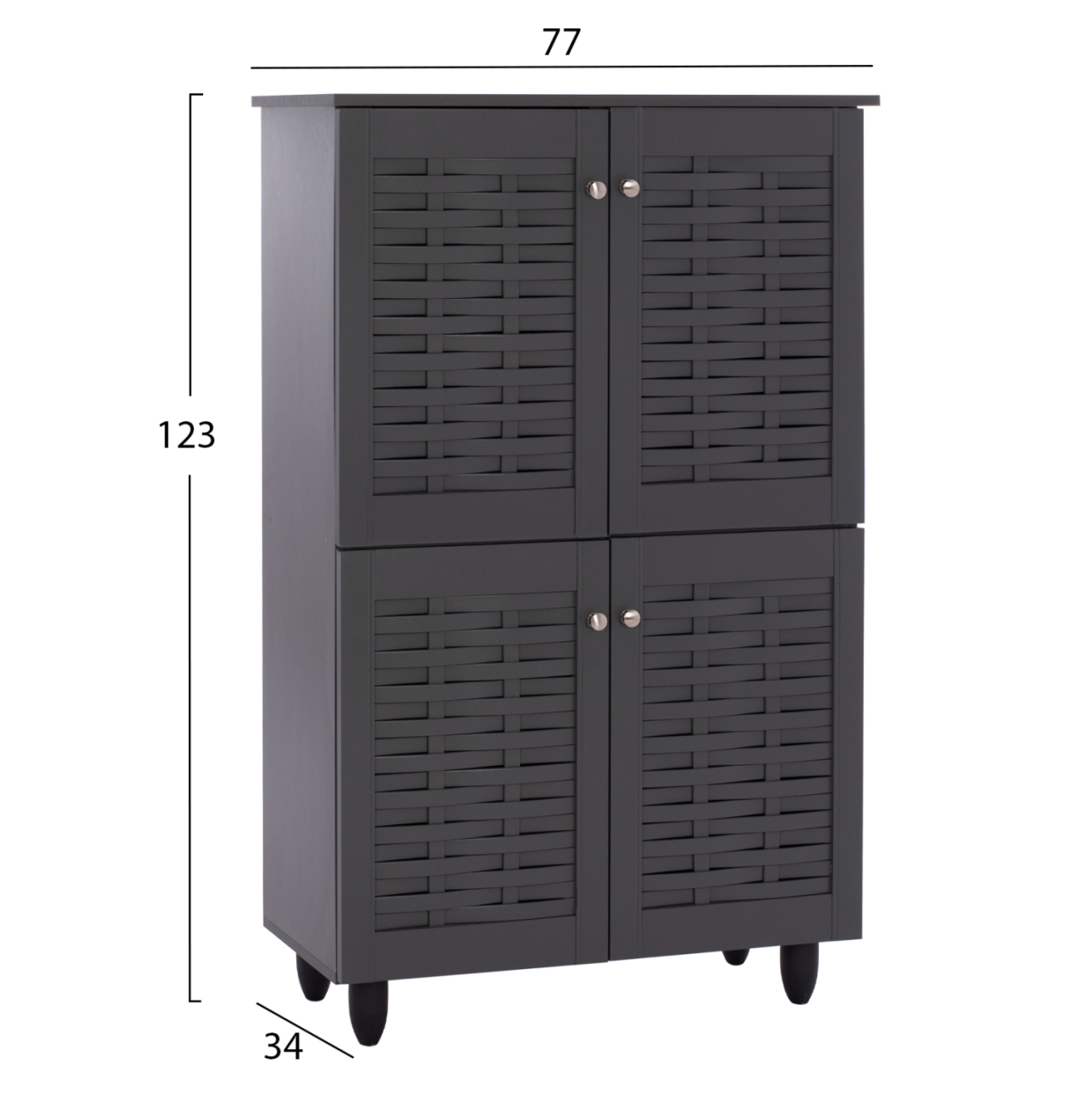 SHOE CABINET KABIRA HM2210.10 4-DOOR MELAMINE IN DARK GREY COLOR 77x34x123Hcm. [2]