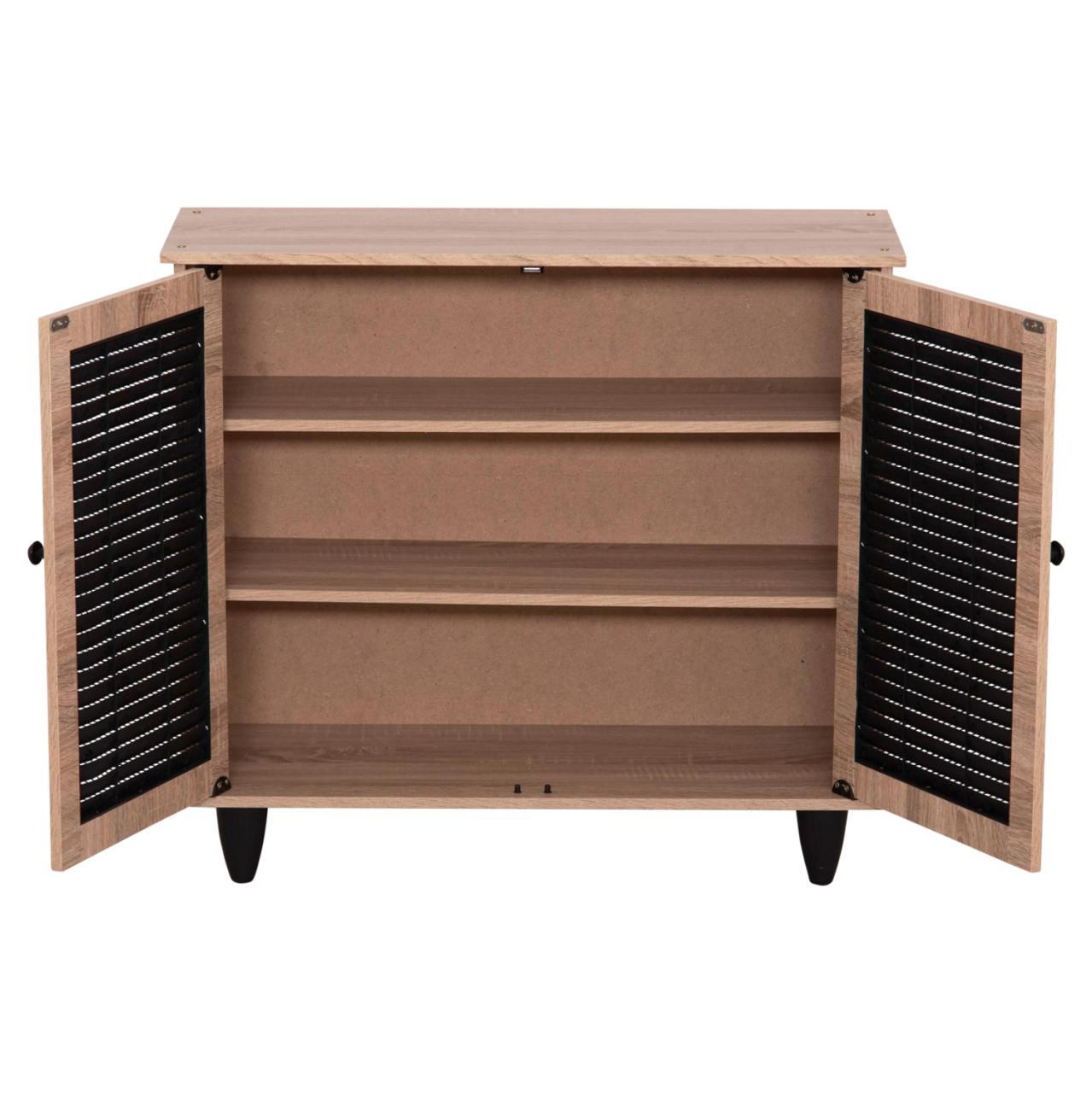 SHOE CABINET MCKENNA HM2266.02 MELAMINE IN SONAMA-BLACK 77x30x69Hcm. [5]