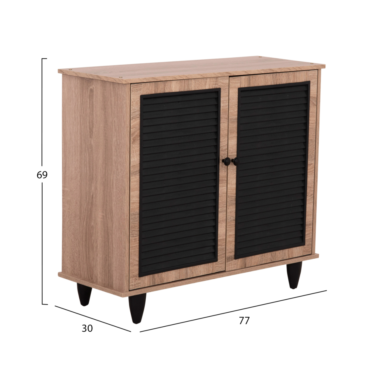 SHOE CABINET MCKENNA HM2266.02 MELAMINE IN SONAMA-BLACK 77x30x69Hcm. [2]