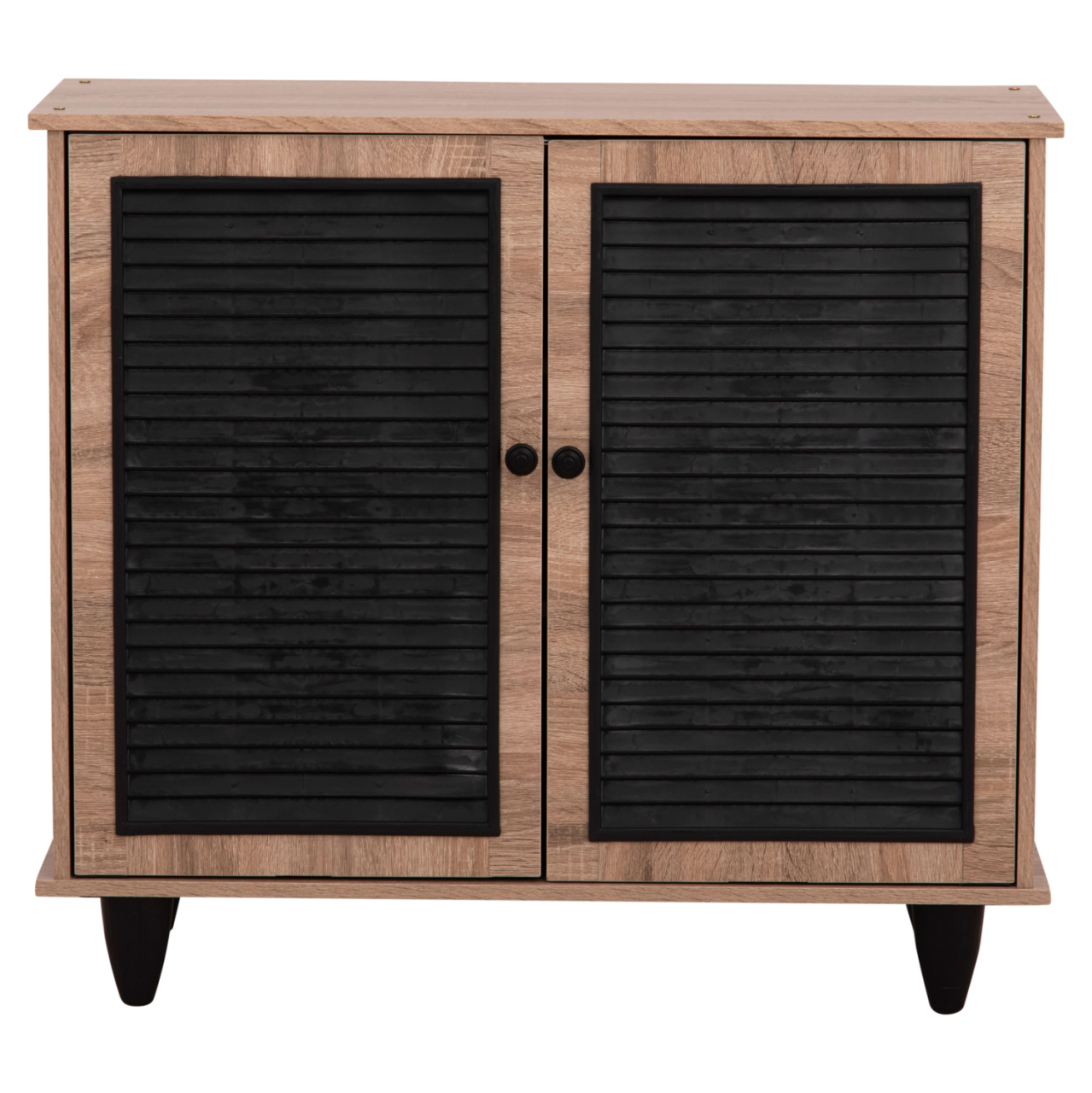SHOE CABINET MCKENNA HM2266.02 MELAMINE IN SONAMA-BLACK 77x30x69Hcm. [3]