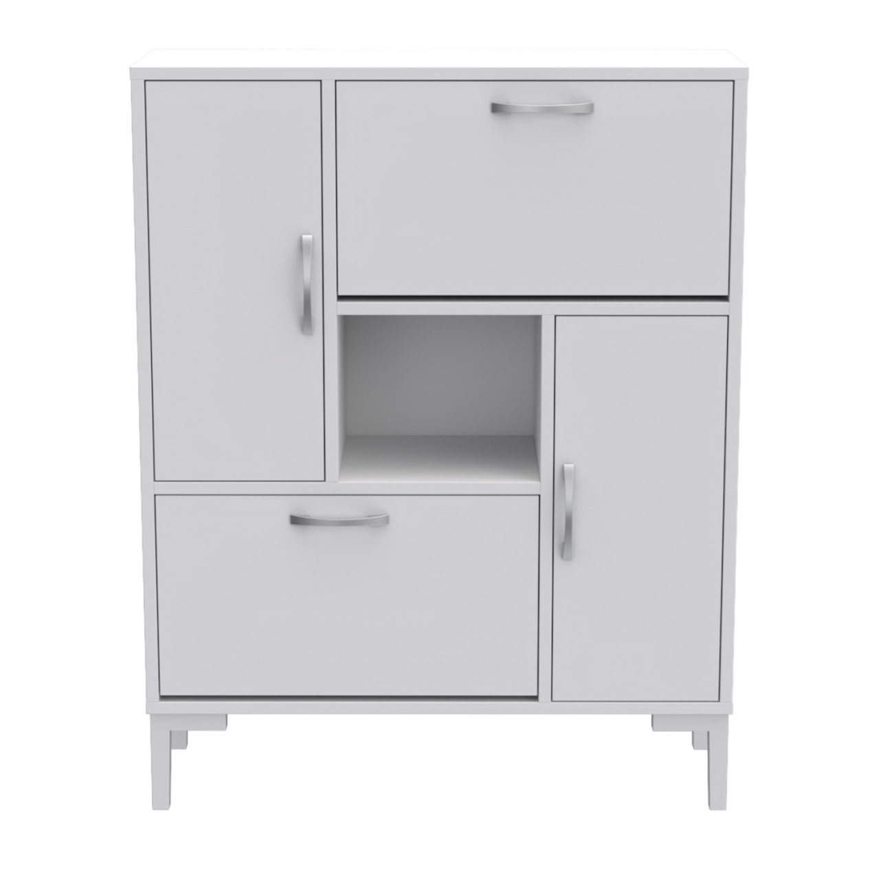 SHOE CABINET MEDY HM18187.03 MELAMINE IN WHITE-WHITE LEGS 86,5x30x109Hcm. [3]