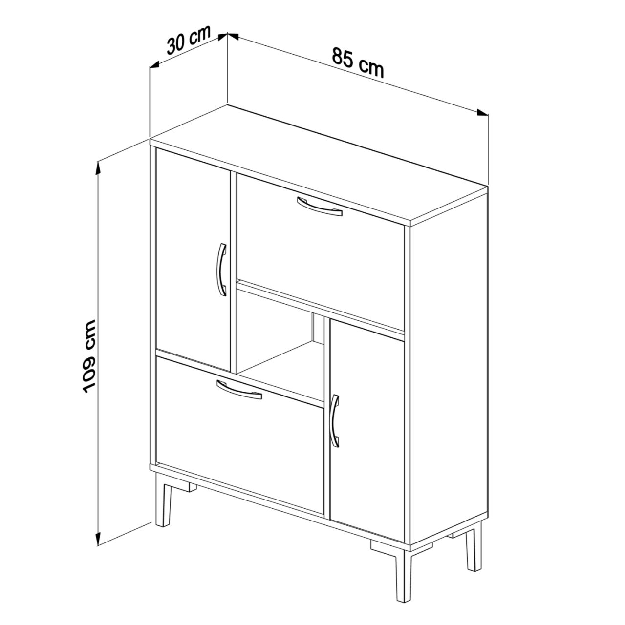 SHOE CABINET MEDY HM18187.03 MELAMINE IN WHITE-WHITE LEGS 86,5x30x109Hcm. [2]
