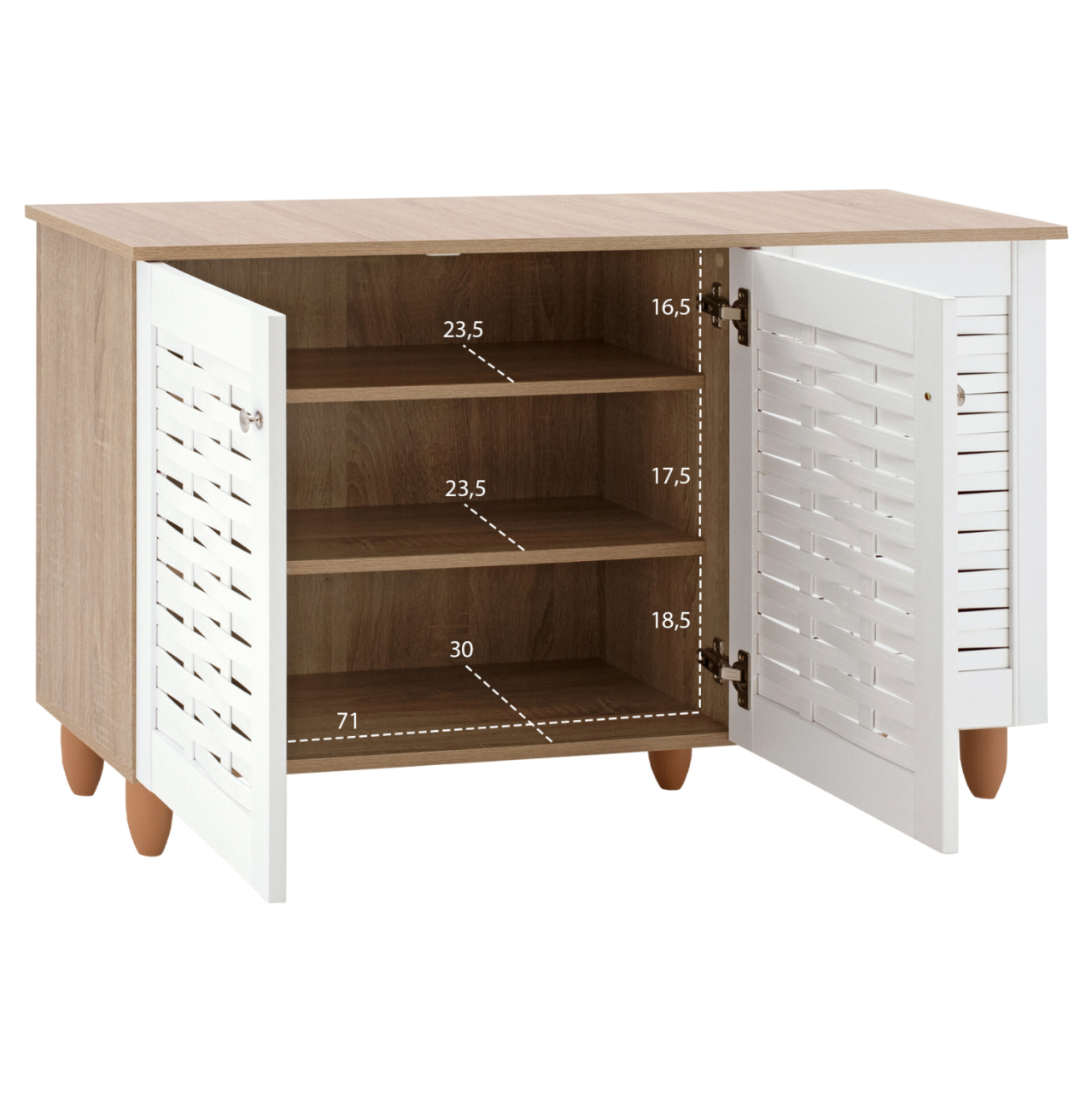 Shoe Cabinet Melamine with 3 Doors HM2211.06 Sonama-White 114,5x34x68cm [3]