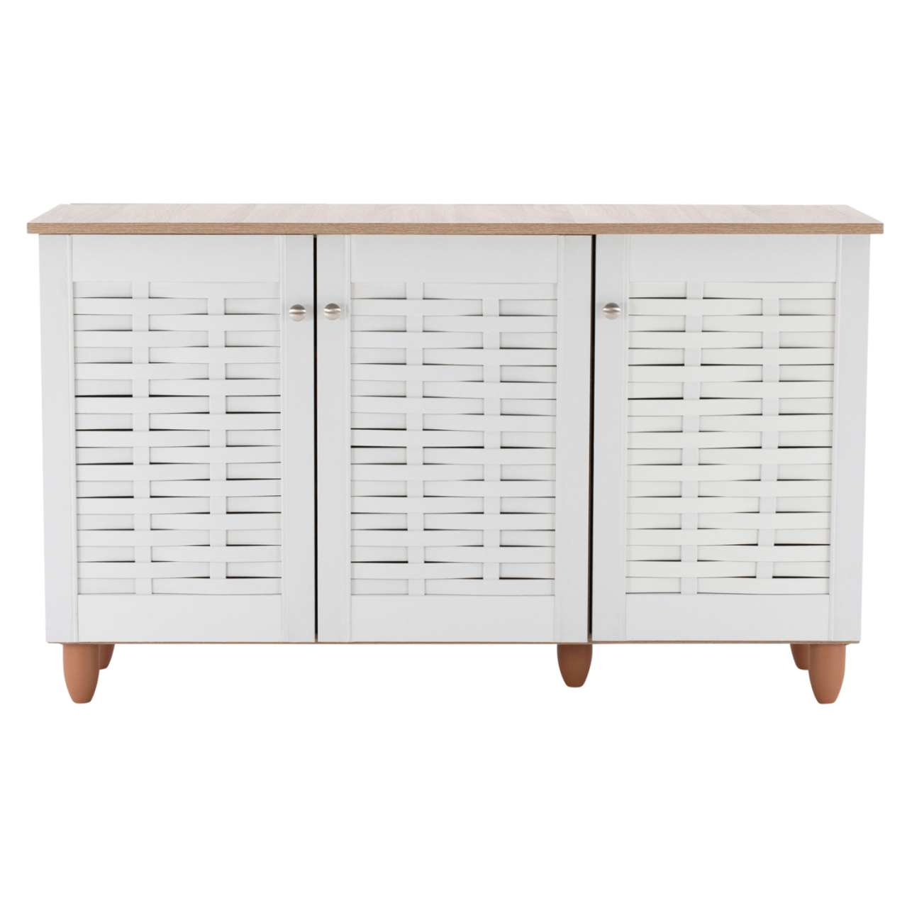 Shoe Cabinet Melamine with 3 Doors HM2211.06 Sonama-White 114,5x34x68cm [5]