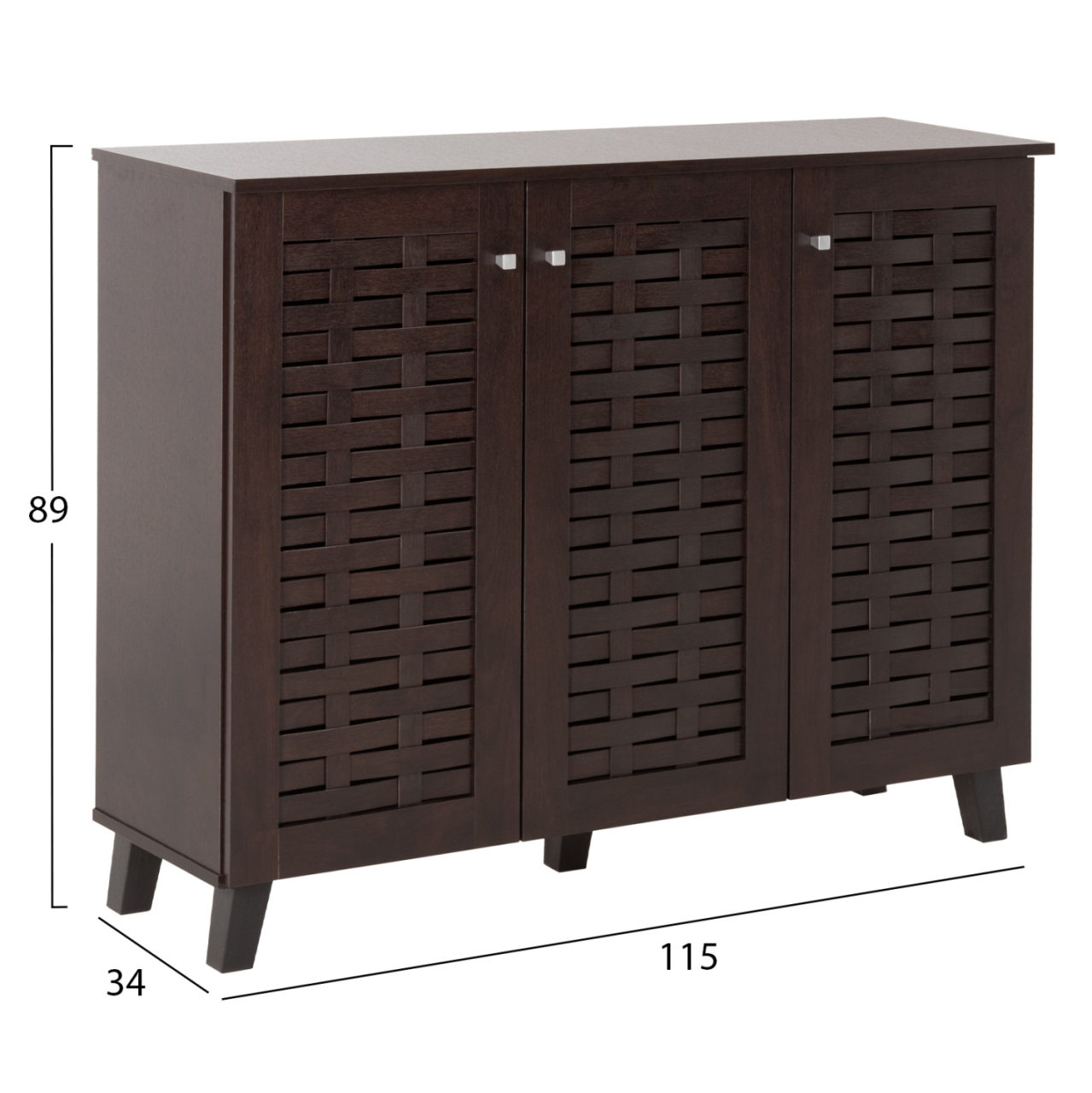 SHOE CABINET PRODY HM9610.01 MELAMINE IN WENGE 3 DOORS 115x34x89Hcm. [2]