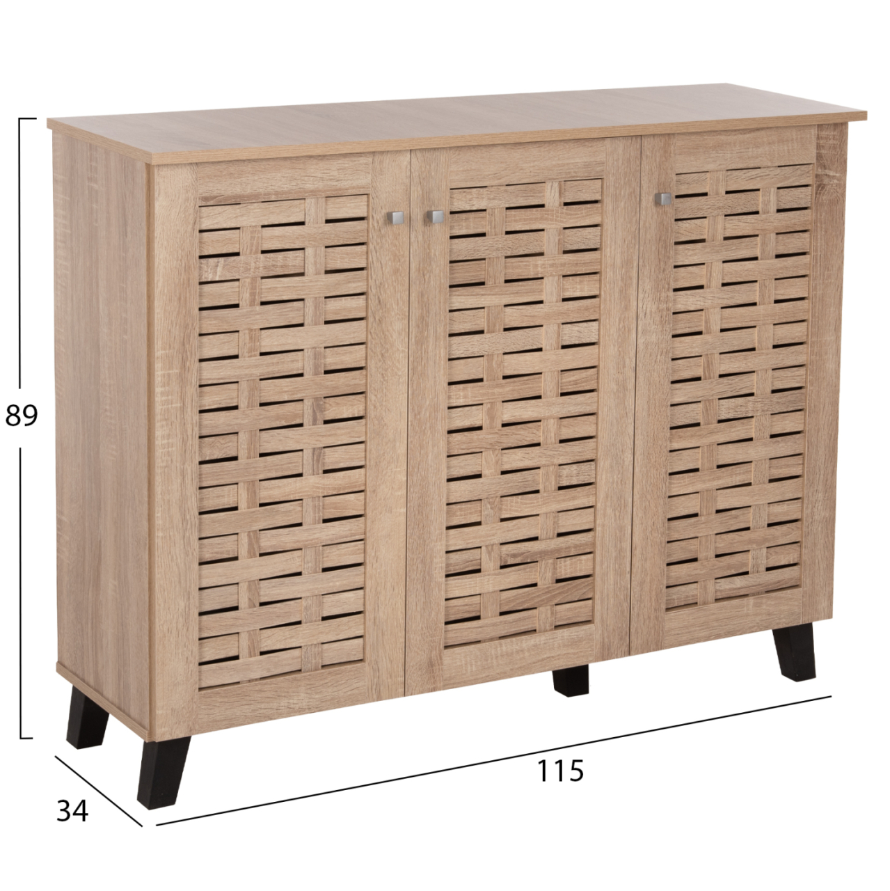 SHOE CABINET PRODY HM9610.02 MELAMINE IN SONAMA 3 DOORS 115x34x89Hcm. [2]