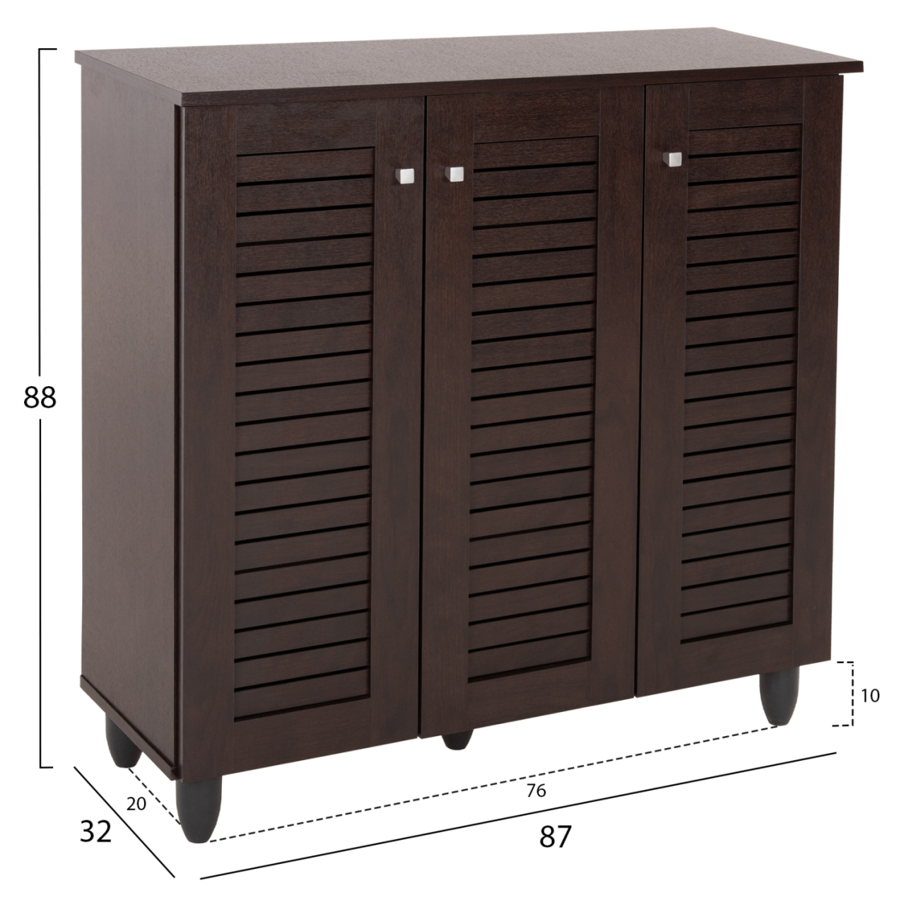 SHOE CABINET PROLLY HM9609.01 MELAMINE IN WENGE-3 DOORS-4 SHELVES 87x32x88Hcm. [2]