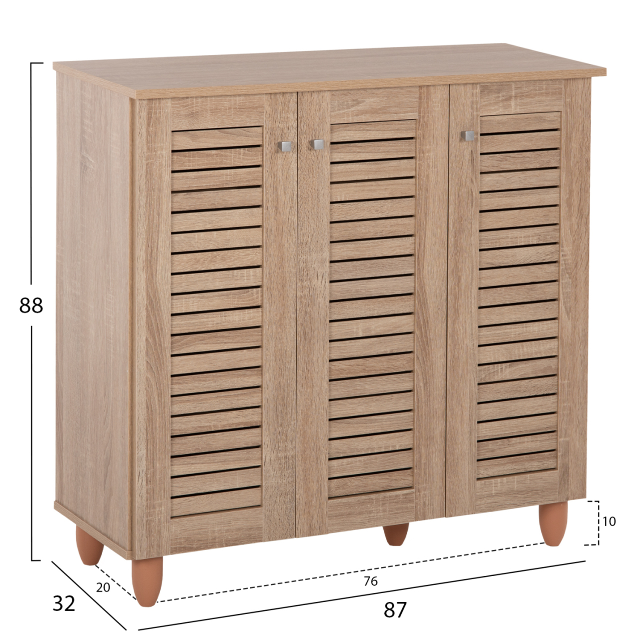 SHOE CABINET PROLLY HM9609.02 MELAMINE IN SONOMA-3 DOORS-4 SHELVES 87x32x88Hcm. [2]