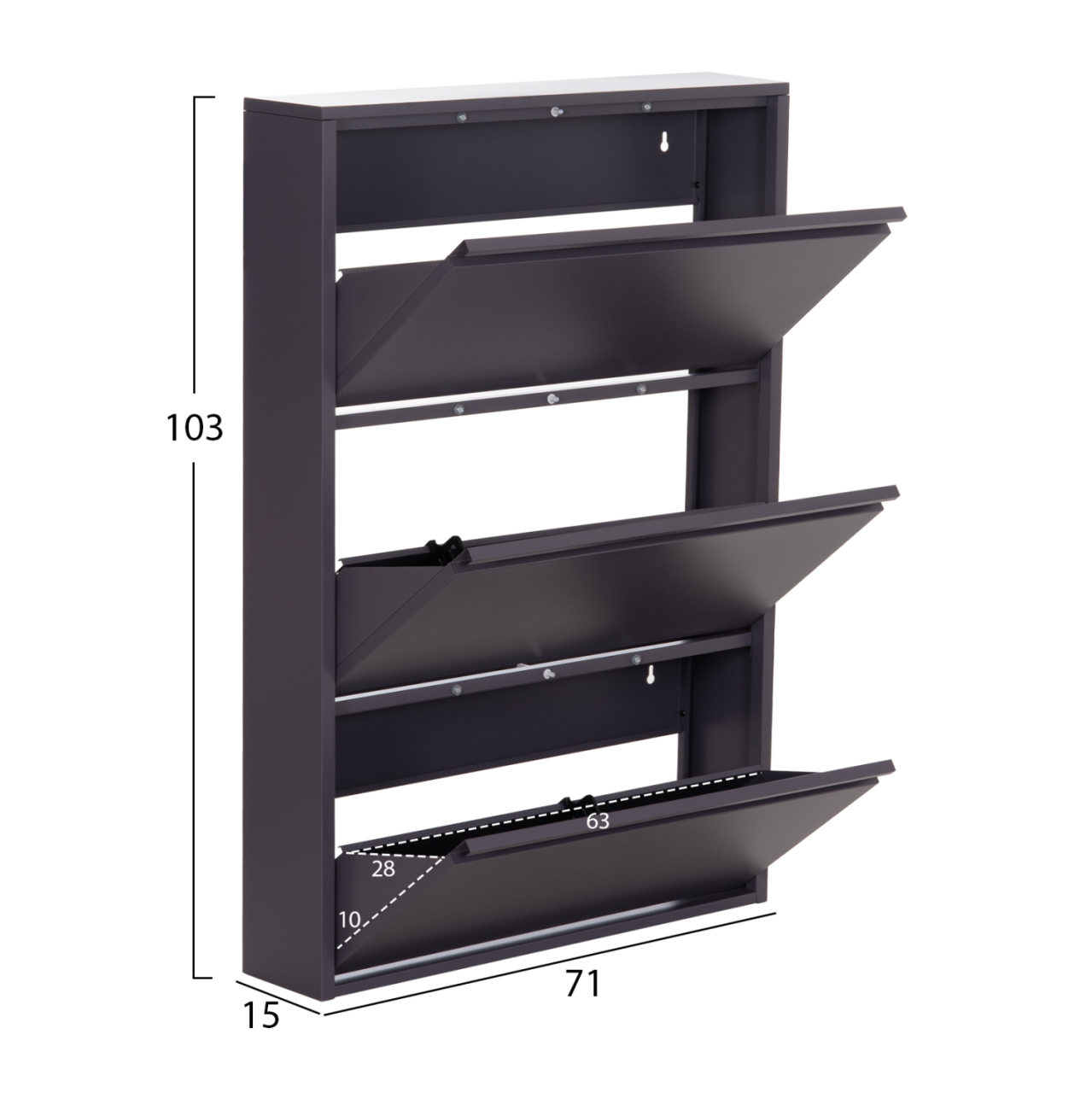SHOE CABINET STARK HM6633.03 METAL IN ANTHRACITE--3 MAGNETIC DOORS 71x15x103Hcm. [2]