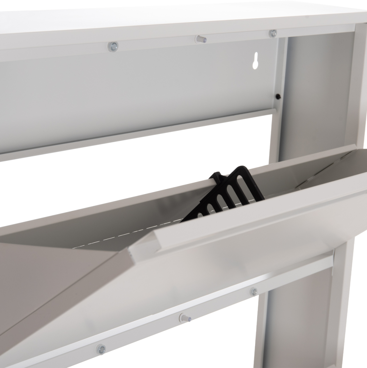 SHOE CABINET STARK HM6634.02 METAL IN WHITE--4 MAGNETIC DOORS 71x15x137Hcm. [7]